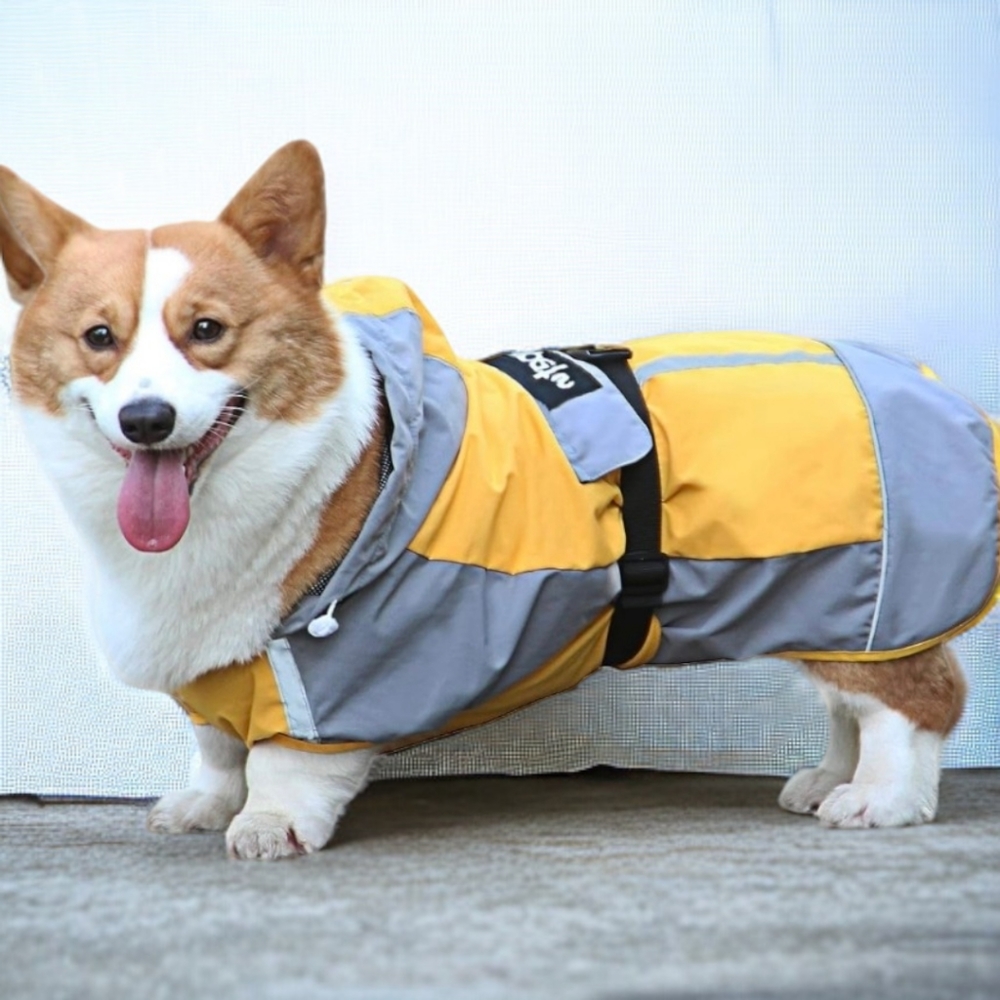 🐾 Ownpets Foldable Dog Raincoat, Adjustable Waterproof Reflective Pet Jacket, S